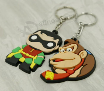 Promotional Mini Cute Cartoon Rubber Souvenir Key Chains with high quality and any size