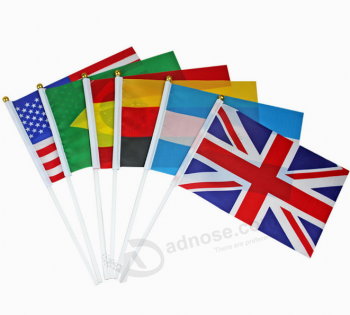 Knitted Polyester National Hand Held Flag Wholesale with high quality and any size