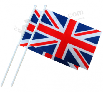 Al por mayor handflag personalizado mano poliéster banderas uk