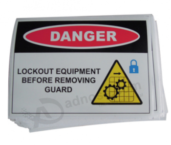 인쇄 광택 마무리 작업자 지정 위험 경고 레이블을 상기