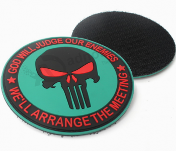 China Supplier Fashion 3D Skull Logo Silicone Patch Badges with your logo