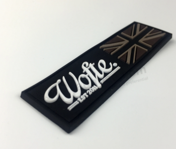étiquettes de drapeau en caoutchouc Royaume-Uni coutures militaires en silicone