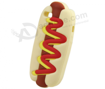 3D silicone hot-dog cas de téléphone portable en gros