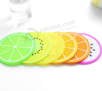 Coaster colorido do copo do silicone das esteiras de tabela da forma da fruta