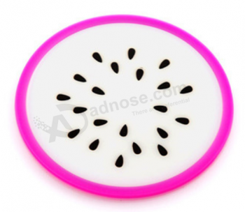 Colorful fruit shape rubber silicon cup coaster