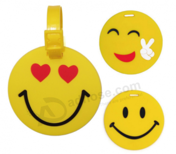 Promotional cute emoji silicone travel luggage tags