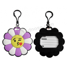 Etiqueta de bagagem de borracha do silicone da flor do sol com correia