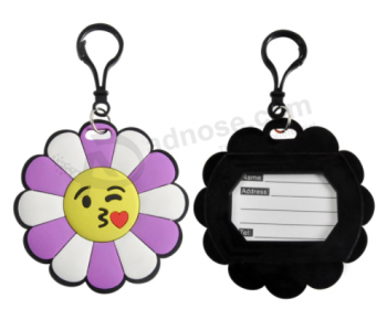 Sun flower silicon rubber luggage tag with strap