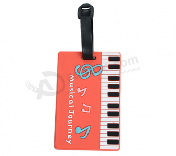 3D embossed logo soft pvc luggage label with strap