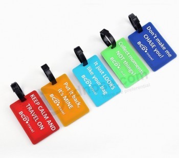 Factory price shaped soft pvc luggage label with loop