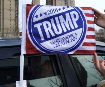 Strong durable knitted polyester car flags for window with high quality and any size