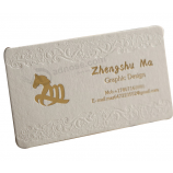 Carte de visite de papier logo en relief de vente chaude feuille d'or