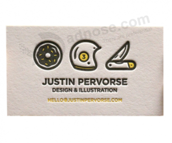 Logotipo de grado superior en relieve tarjetas de presentación fabricación