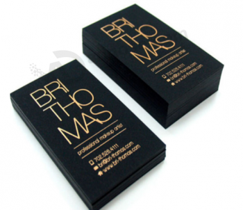 Black paper gold foil business card with custom logo
