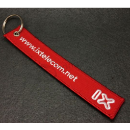 Polyester Woven Overlock Embroidery Promotional Keychain