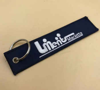 Brand Logo Fabric Embroidered Woven Key Chain
