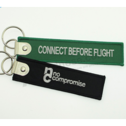 2018 Custom Woven Embroidered Fabric Key Tag Label