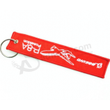 2018 Cheap Wholesale Fabric Woven Brand Name Tag Key Chain