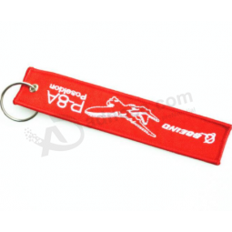 2018 Cheap Wholesale Fabric Woven Brand Name Tag Key Chain
