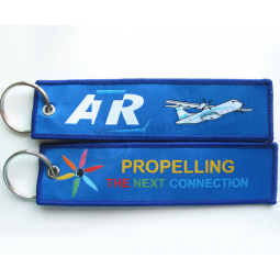 High Quality Embroidery Keychain Airport Flight Woven Key Tag No MOQ