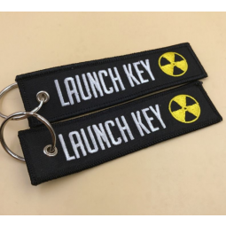 Custom made fabric key tag embroidery key chain