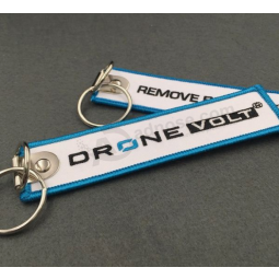 Promotional Embroidery Woven Tag airport Flight Fabric Key Tag