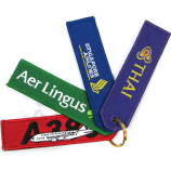 Remove embroidered woven fabric key tag for sport