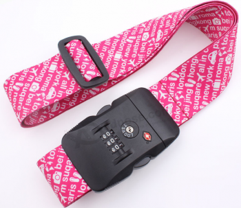 Hot selling customized travel luggage belt with lock with high quality and any size