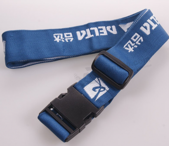 Polyester embroidered luggage strap with plastic buckle