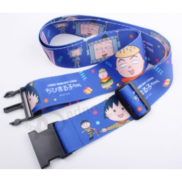 Heat transfer printed heavy duty cartoon luggage straps with high quality and any size
