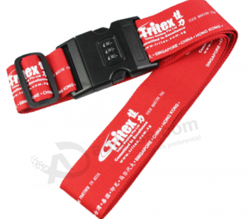 Screen printing logo custom made code lock luggage strap with high quality and any size