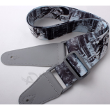 Cartoon polyester neck guitar straps faux leather strap end