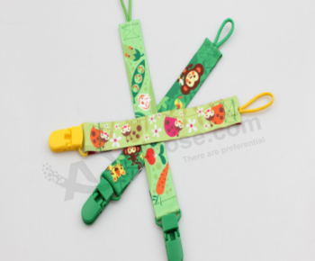 Eco-friendly cotton fabric baby boy girl pacifier holder clip with high quality and any size