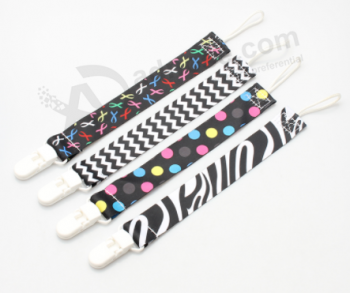 Colorful Printed Cotton Pacifier Holder Cute Pacifier Clip with high quality and any size