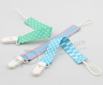 Fancy baby pacifier clip soother ribbon leash strap with high quality and any size