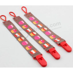 Wholesale polyester material pacifier clips for baby with high quality and any size