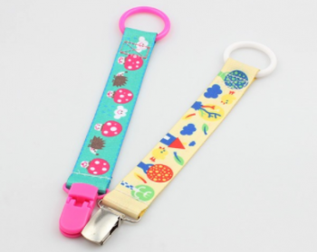 Ribbon Dummy Holder Baby Soother Metal Pacifier Clips with high quality and any size