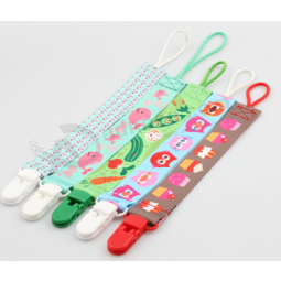 Polyester Baby Pacifier Clip Chain Ribbon Dummy Holder Soother Pacifier Clips with high quality and any size