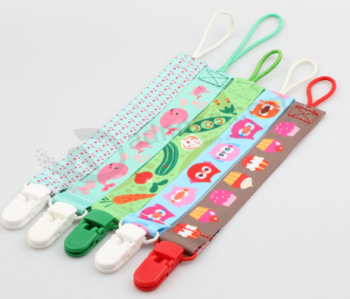 Polyester Baby Pacifier Clip Chain Ribbon Dummy Holder Soother Pacifier Clips with high quality and any size