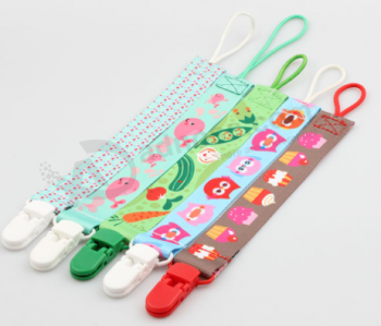 Polyester Baby Pacifier Clip Chain Ribbon Dummy Holder Soother Pacifier Clips