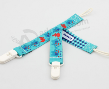 Infant cartoon polyester silk pacifier clip safety soother chain pacifier holder with high quality and any size