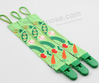 Polyester Baby Care Dummy Soother Ribbon Chain Pacifier Holder Clip with high quality and any size
