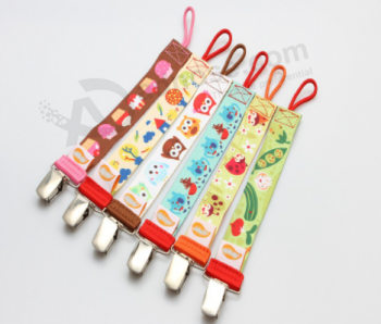 Lovely girls' polyester chain pacifier soother clips with high quality and any size