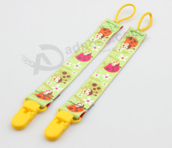 Colorful printed polyester chain pacifier clip