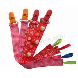 OEM printed cotton baby pacifier clips manufacturer with high quality and any size
