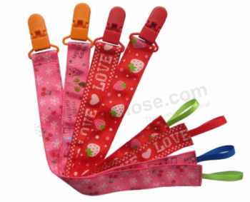 OEM printed cotton baby pacifier clips manufacturer with high quality and any size