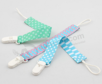 Baby custom printing polyester feeding pacifier clips with high quality and any size