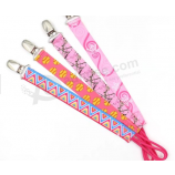 Colorful Printed Ribbon Plastic Pacifier Clip Holder