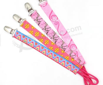 Colorful Printed Ribbon Plastic Pacifier Clip Holder