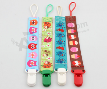 Factory Sell Polyester Custom Pattern Cartoon Pacifier Clip